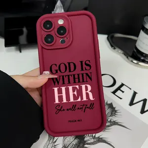 God is within her Phone Case for iPhone 16 15 14 Pro Max 13 12 11 XR XS Plus E Shockproof Drop Protection Rugged Durable Silicone Cover Cellphone Protective