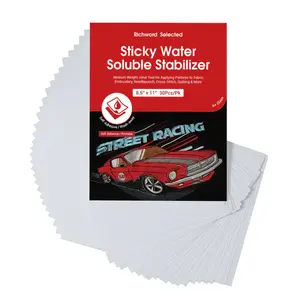 Richword Selected Printable Water Soluble Stabilizer Paper 8.5"x11" - Sticky & Wash-Away Embroidery Backing - 30 Sheets for Machine/Hand Embroidery