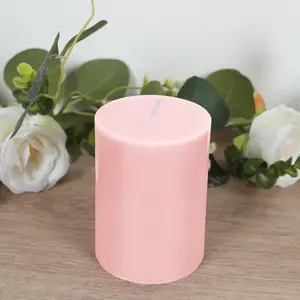 12-Pack Unscented Pillar Candles – Dripless 3"x4" Blush Paraffin Wax with Smokeless Cotton Wicks, Clean & Long-Lasting Burn for Weddings, Home & Event Decor