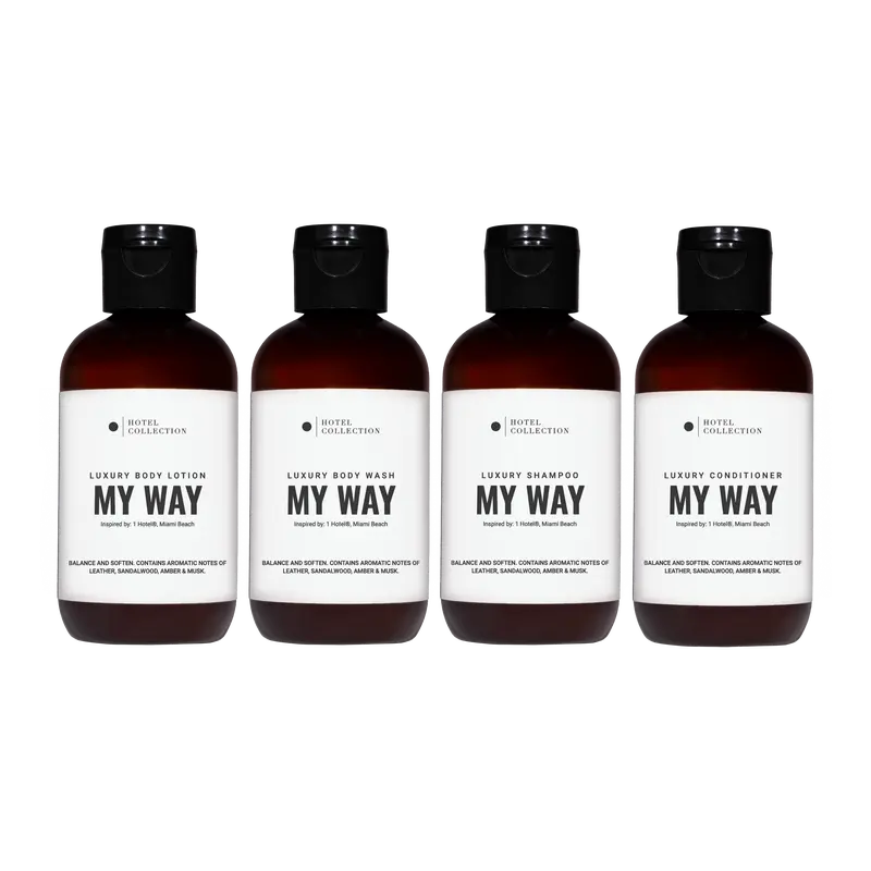 Hotel Collection – Luxury Hotel-Inspired Travel Set | 100mL Shampoo, Conditioner, Body Wash & Lotion