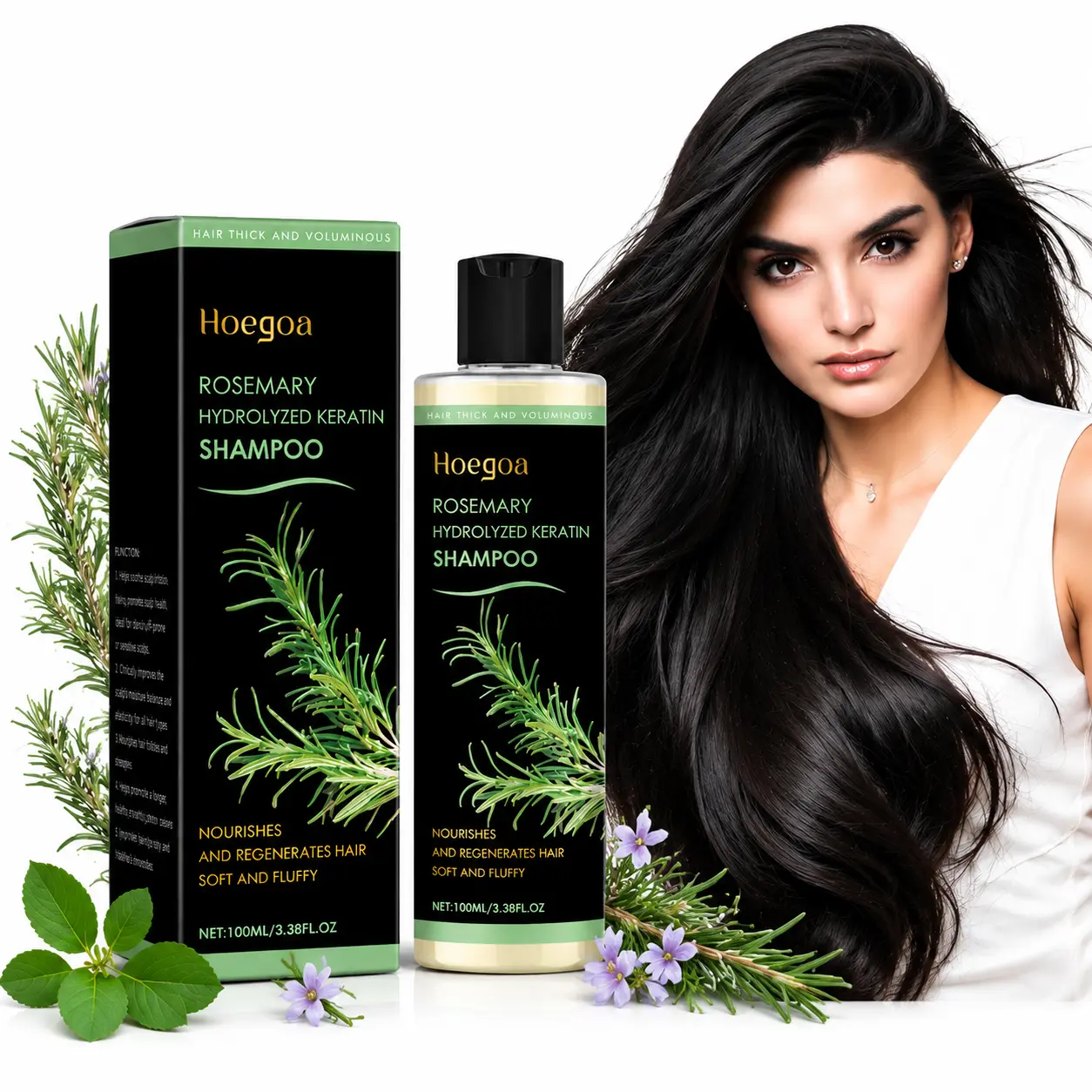 Rosemary Biotin Volumizing Shampoo for Thinning Hair, 7.4 Fl Oz | Keratin Strengthening, Helps Boost Volume, Reduce Breakage, Nourishes Scalp, Color-Treated Hair Safe Vegan, Gentle Daily Care, Hair Care Products, Boosts Volume