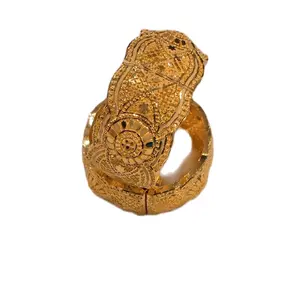 2pcs Gold-Plated Bangles with Intricate Design and Elegant Finish