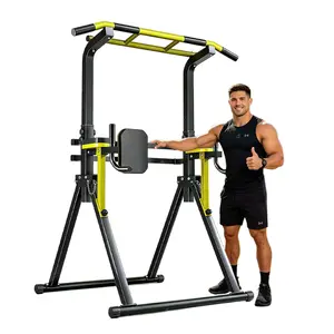 【KINMAC】Power Tower Pull Up Bar Station, 10-Level Adjustable Height Dip Station, Heavy-duty Frame Structure,Multi-Functional Home Gym Strength Training Equipment