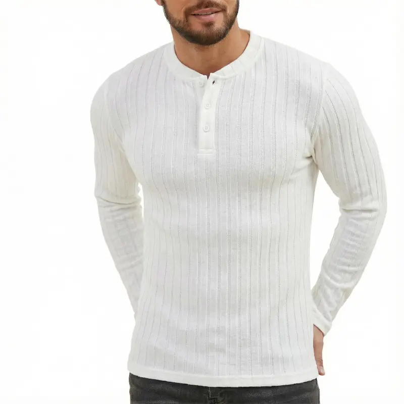 HypestFit Men's Muscle Slim Fit T-Shirt Long Sleeve Henley Shirts Casual Gym Workout Athletic Tee Shirts