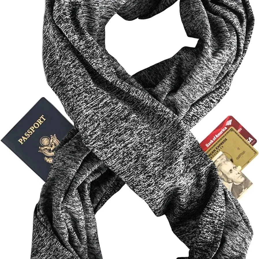 Infinity Scarf with Hidden Pockets Converts to Blanket and Wrap Perfect for Travel