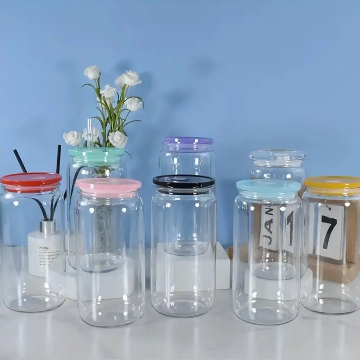 Customize 16oz Plastic Cup with Straw and Colored Lid - Choose Your Design -
