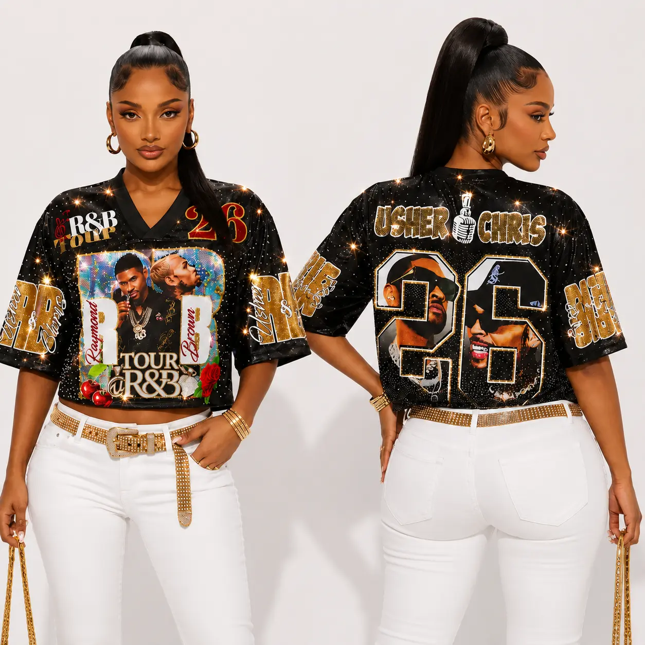 R&B Tour Jersey — Fully Loaded Glam Edition Glitter Crop Top Jersey - Personalized 3D Sleeveless Vintage Sports Shirt, Music Lover Gift, Concert Outfit