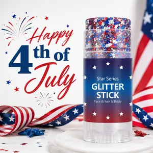 4th of July Patriotic America Flag Star Face Body Glitter , Red White Blue Hair Glitter Stick , Fourth of July Outfit Accessories for Women Kids , USA Accessories for Independence Day 250th Outfits for Women , Waterproof Glitter Makeup for Football Game