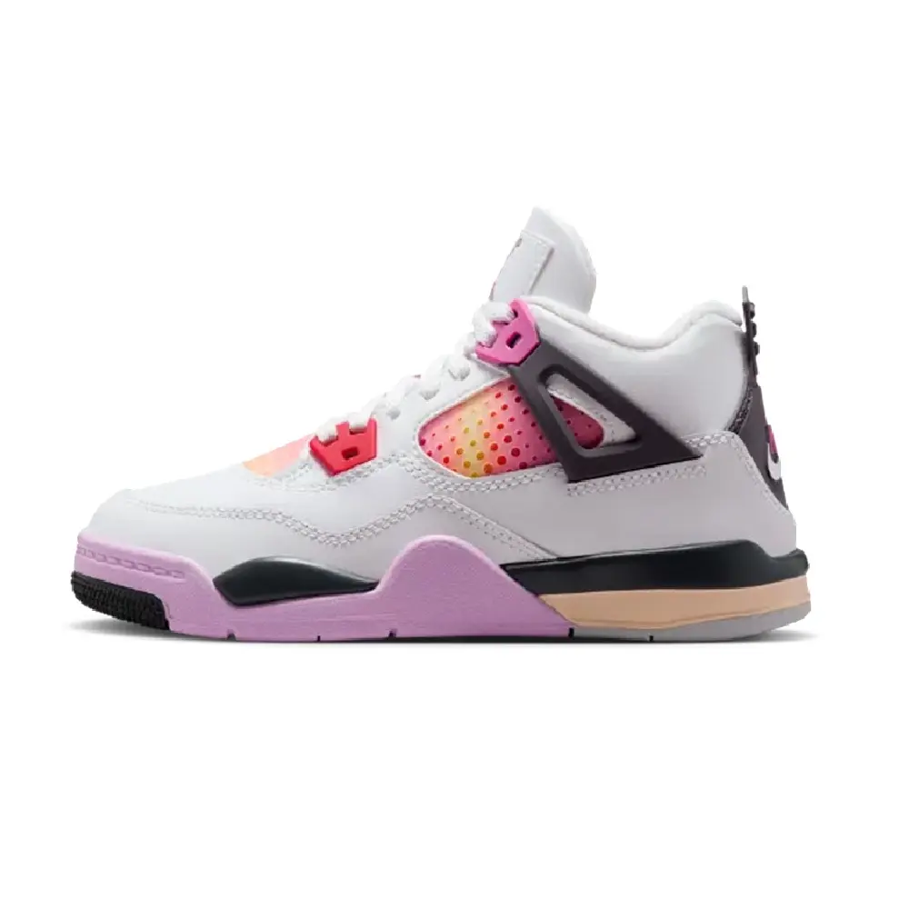 Little Kid's Jordan 4 Retro "Comic" Off White/Fire Pink-Anth (IO2363 100)
