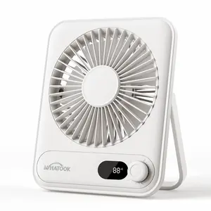 WHATOOK Small Desk Fan 2000mAh 10 Hours Battery Office Fan Quiet Mini Desktop Fan Portable Rechargeable Travel Essentials