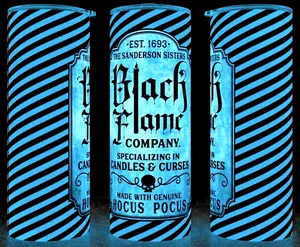 Glow in the Dark Hocus Pocus Black Flame Halloween Witch Cup Mug Tumbler 20oz with Slide Closure Lid & Reusable Straw Handmade Drinkware