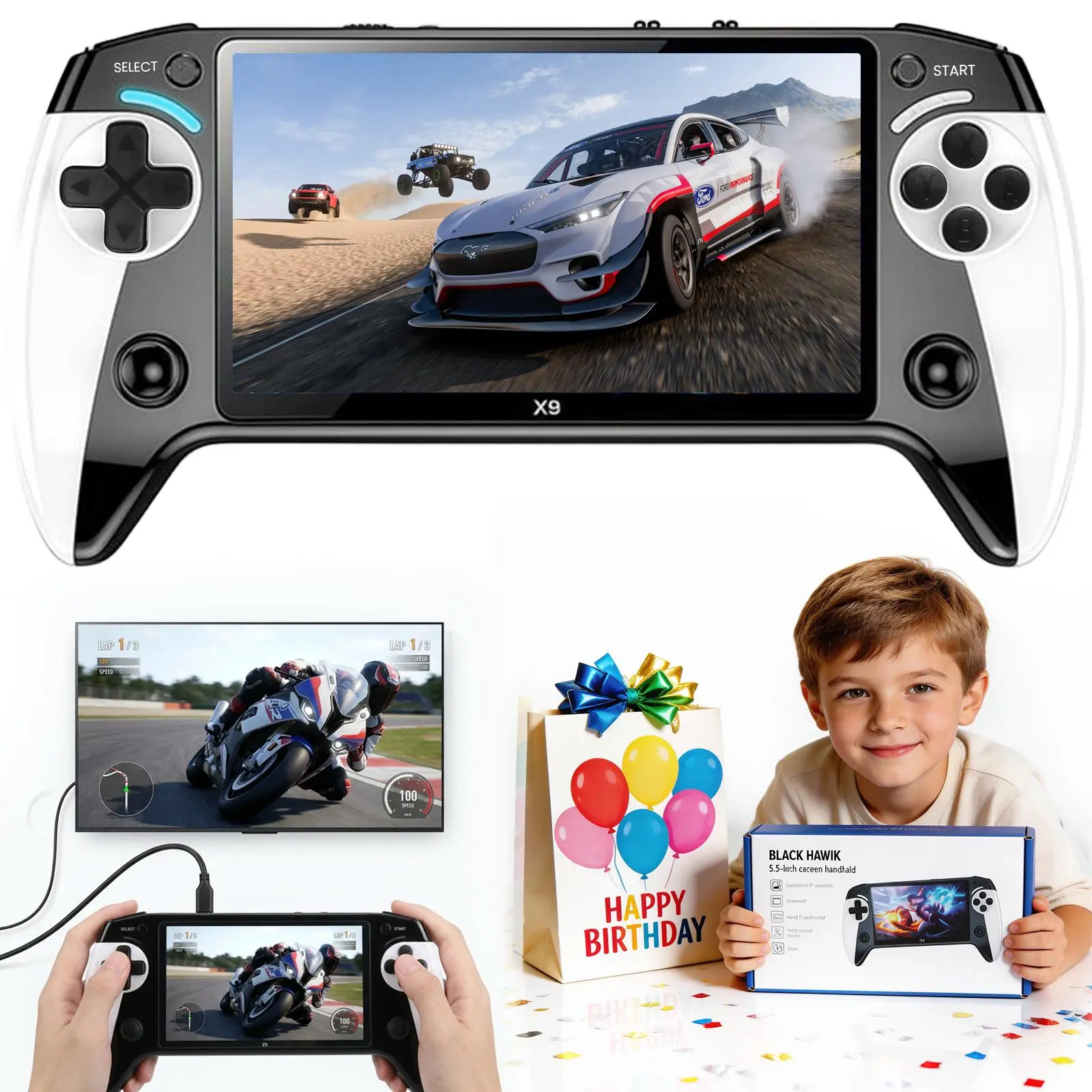 Portable Retro Handheld Gaming Console - 5.5-Inch Large Screen Digital Console, 10-Emulator Support, Ultra HD Graphics, Ideal Game Night Gadget for Birthdays & Christmas