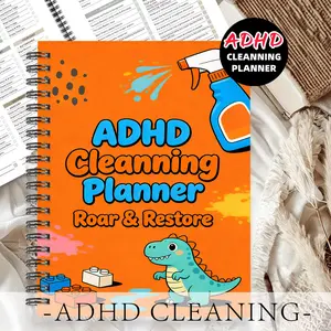 1pc ADHD Cleaning Planner Themed Academic Notebook, Fun Style - for Housewives, with Dinosaur, Splash, and Building Block Patterns. Plan Cleaning Activities. Cleaning Planner, Task Management Notebook. Brand New Fresh Checklist Pages
