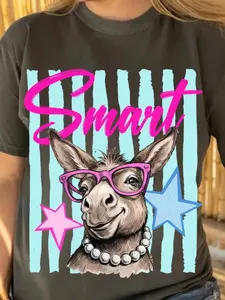 Comfort Colors Smart Donkey Graphic Tee, Funny Animal Lover Shirt, Cute Nerdy Donkey Glasses Design, Vintage Style Farm Vibes Outfit, Trendy Casual Streetwear Gift Idea Summit Shirts