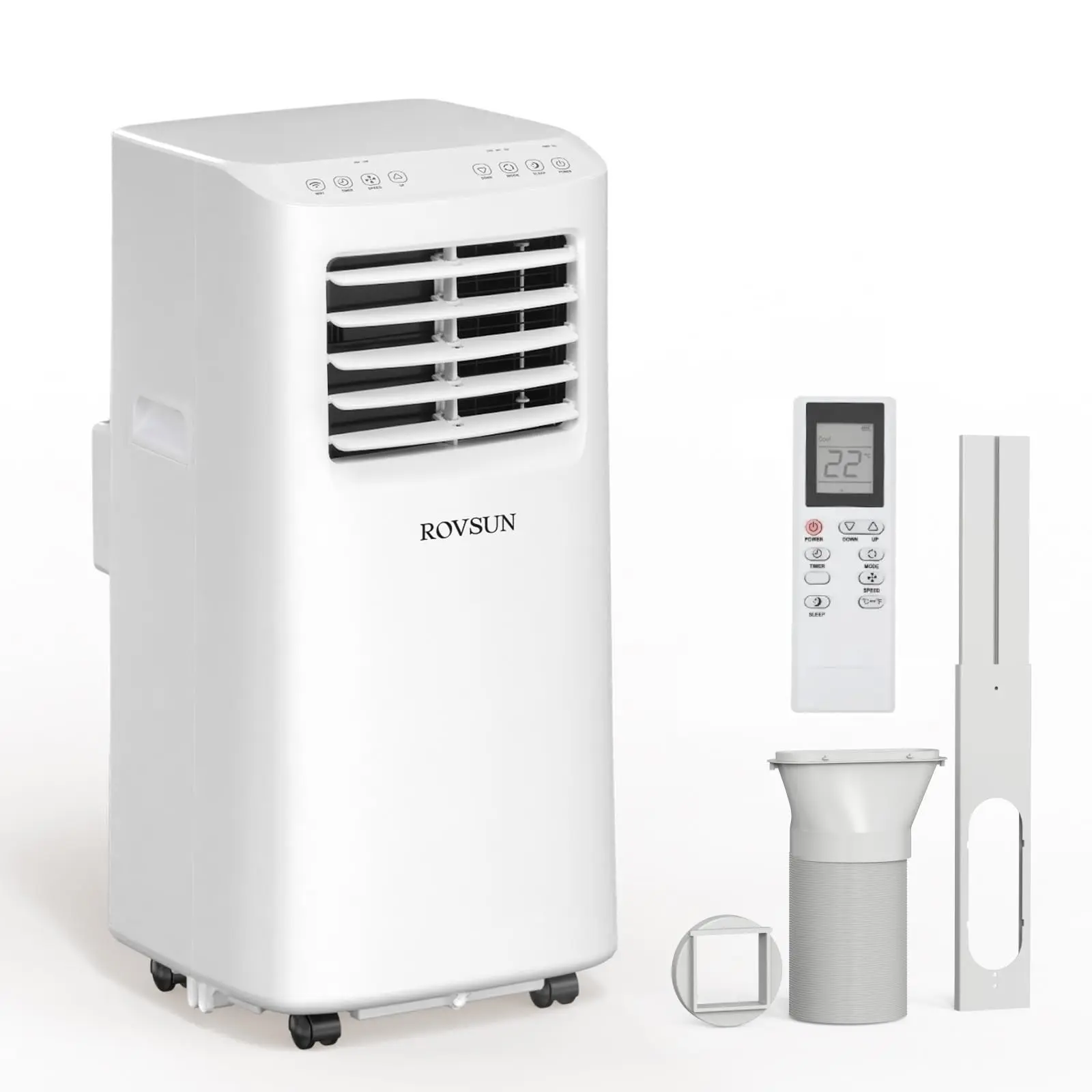 ROVSUN 8000/9000/10000 BTU Portable Air Conditioner with Remote Control, 3-in-1 Room AC Unit, Fan & Dehumidifier with Digital Display, 24H Timer & Installation Kits for Home Office Dorm Cooling Air Vents Energy Saving Ac