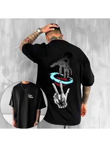 Japanese Anime Men's T-shirt Y2K Harahiko Trendy Hip Hop Men's and Women's Short Sleeves