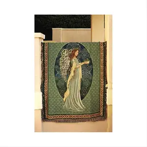 212 MAIN Irish Angel Tapestry Throw Blanket - Cotton, Jacquard Woven, Soft Texture, Colorful Fringe, Decorative 50x60 in. Bedding Decor