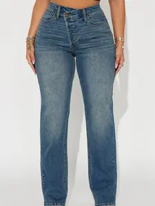 In Sync Stretch Crossover Straight Leg Jeans - Dark Wash, Regular 33" Inseam & Tall 36" Inseam, 5 Pocket, Medium Stretch, 99% Cotton 1% Spandex