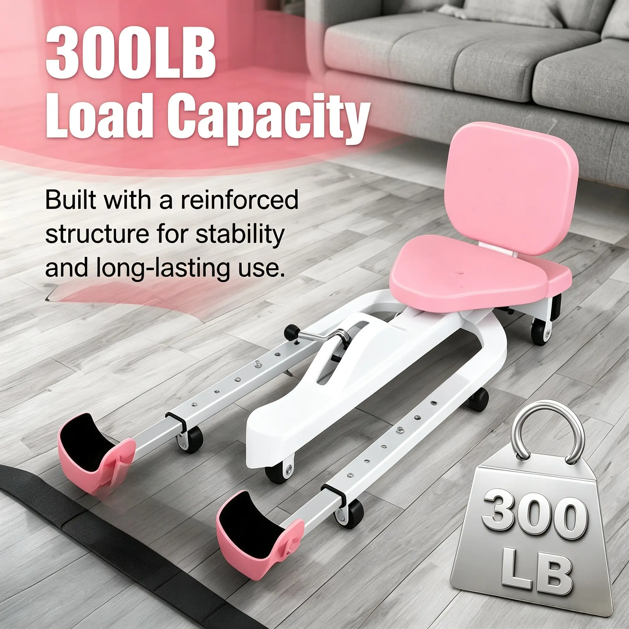 Pink Leg Stretcher Machine,Adjustable Split Training Device with Padded Seat&Headrest,Home Use Ligament Stretch Equipment for Yoga,Dance,Gymnastics,Ballet Practice,Portable Leg Split Trainer for Beginners & Dancers