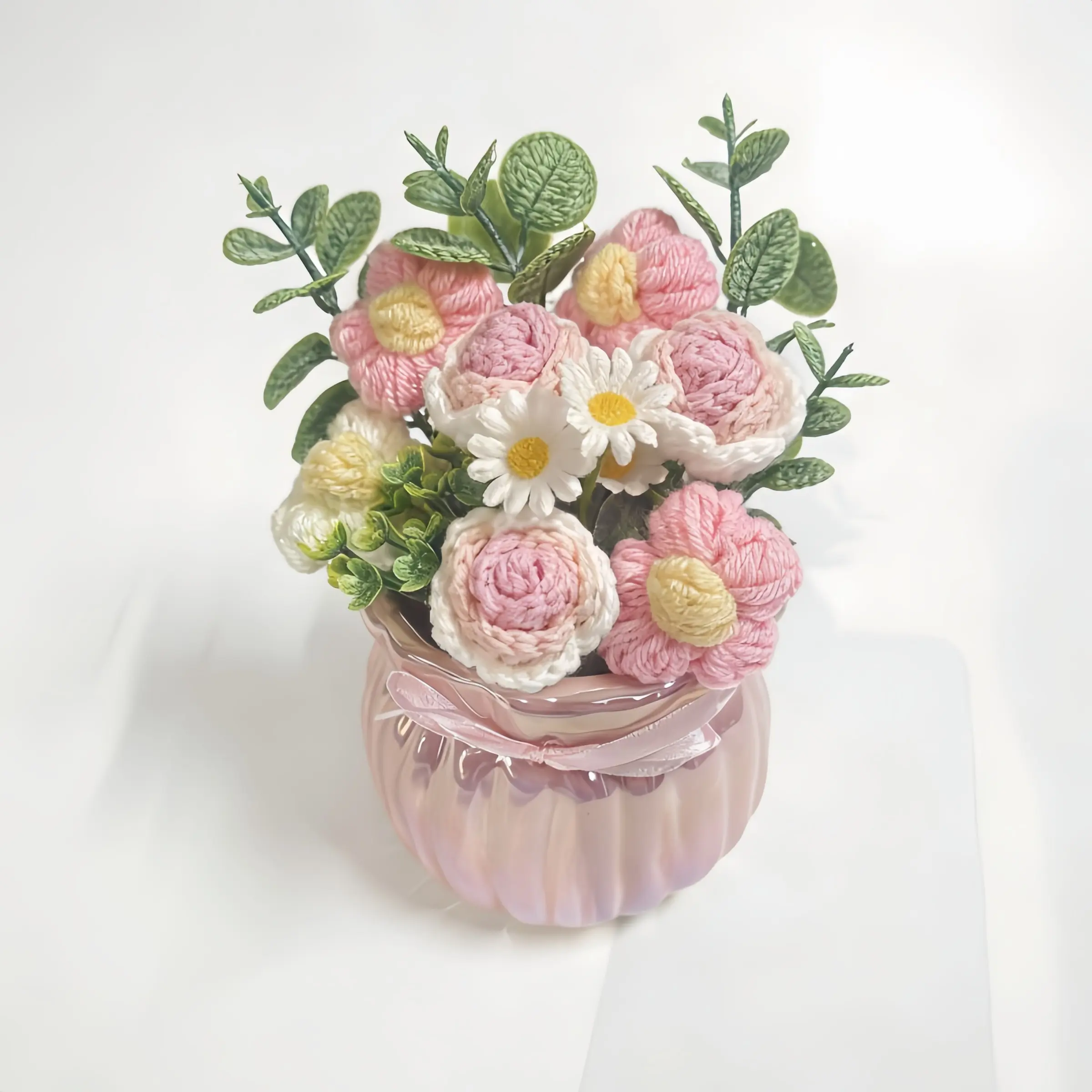 Elegant Knitted Artificial Flower, Room Decor, Living Room Decoration, Home Décor, Mother's Day Gift, Beautiful Floral Accent