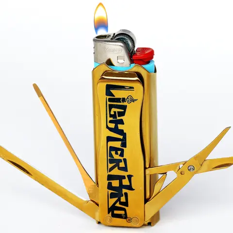 LighterBro Titanium Gold 7 in 1 Multitool Case for Bic or Clipper Lighters - Accessories