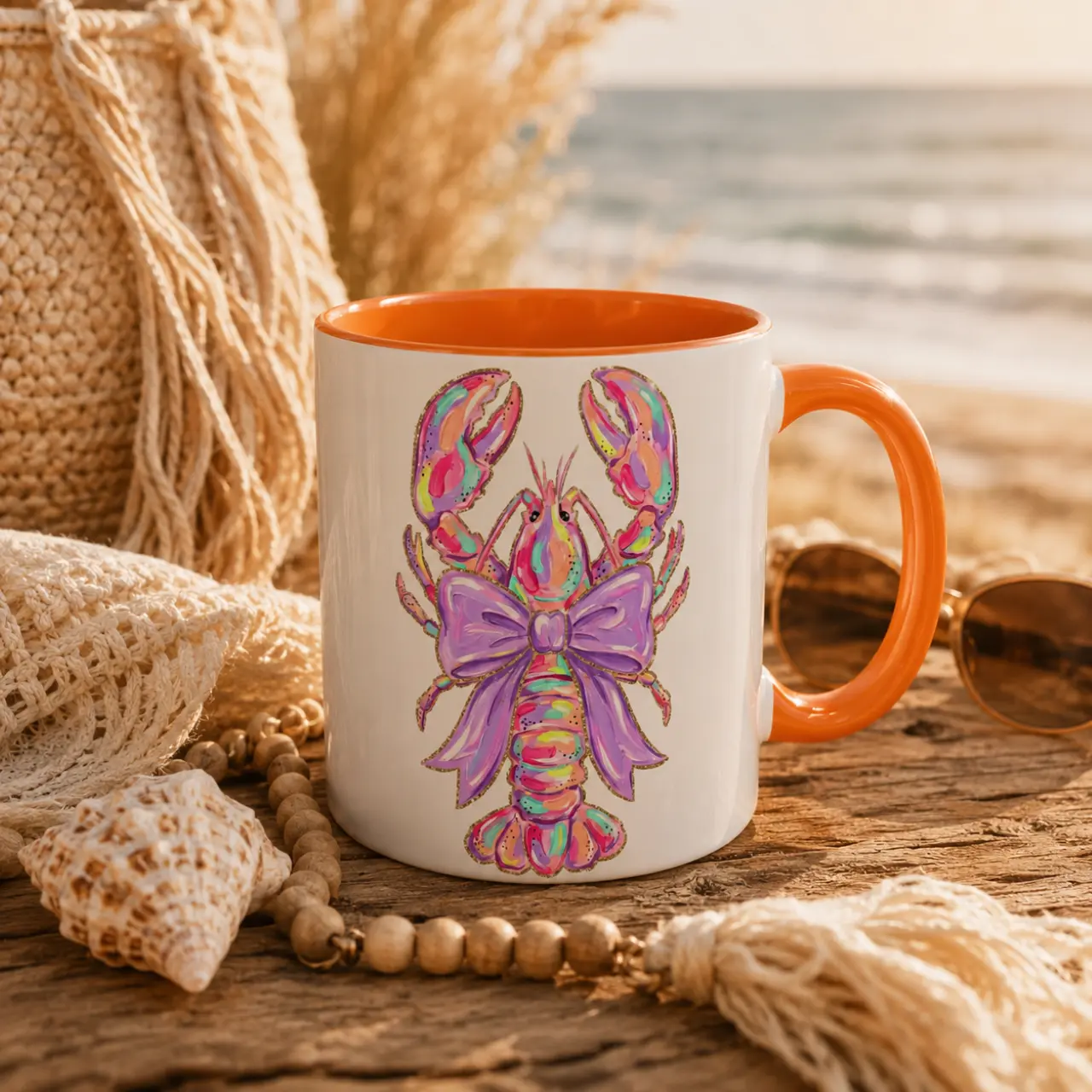 Coastal Lobster Coffee Mug – Colorful Beach Lover Ceramic Mug