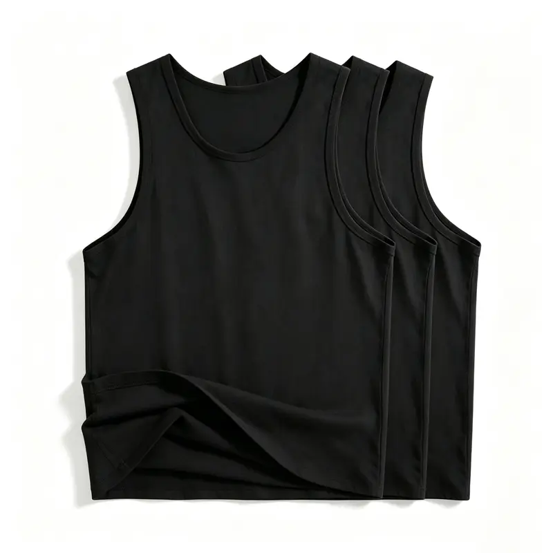 Men’s 3-Pack Cotton Crew Neck Athletic Sleeveless Tank Tops, Plain Solid Breathable Slim-Fit Workout Undershirts