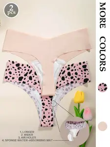 2/4/5pcs-Cameltoe Proof Seamless Thongs Made With Sandwich Like Patented Insert 3-LAYER PROTECTION Women's Breathable Low Waist Thong Panties, Seamless Undergarment, Seamless V-Waist Design, Ideal for Yoga & Fitness, Soft Breathable Knicker