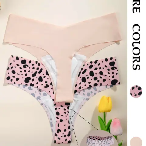 2/4/5pcs-Cameltoe Proof Seamless Thongs Made With Sandwich Like Patented Insert 3-LAYER PROTECTION Women's Breathable Low Waist Thong Panties, Seamless Undergarment, Seamless Undies, Seamless V-Waist Design, Ideal for Yoga & Fitness