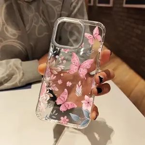 Romantic and versatile! Transparent butterfly floral phone case, easily fits daily use, fashionable phone case, compatible with iPhone 17/16/15/14/13/12/11/X/XS/XS Max, suitable as a holiday gift for friends, family, or yourself., Flower, Cover, Accessori