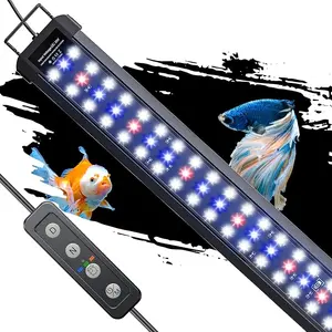 11W Aquarium LED Light for 12 to 18 Inch Fish Tanks Extendable Fish Tank Light with Full Spectrum Brilliant White Blue Red Lights with Daytime & Night Modes and Adjustable Brightness
