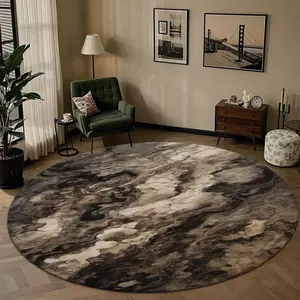 Round Floor Mat, Sandscape Pattern Soft Floor Carpet, Decorative Area Rug, Non-slip Floor Mat for Home Living Room Bedroom Hotel Coffee Shop