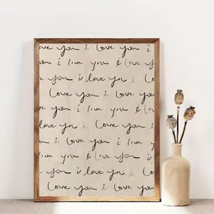 1PC 2D Flat Love Letter Art Poster - Canvas Frameless Ink Artwork, Classic Modern, Suitable for Living Room, Bedroom, and Home Office - Waterproof Wall Decoration, Indoor and Outdoor Use, Romantic Letter Inspiration Artwork, Suitable for Home and Dorm