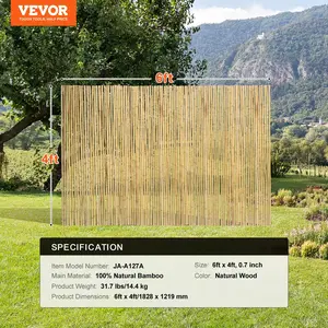 VEVOR Natural Rolled Bamboo Fence, Eco-Friendly Bamboo Privacy Fence 4 ft Hx 6 ft Lx 0.75 in D. Decorative Bamboo Privacy Screen for Garden, Backyard, Balcony, Patio, Pool Side