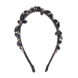 Unique Bargains Rhinestones Headband Faux Crystal Hair Bands, Sparkle Beaded Head Bands for Women and Girls