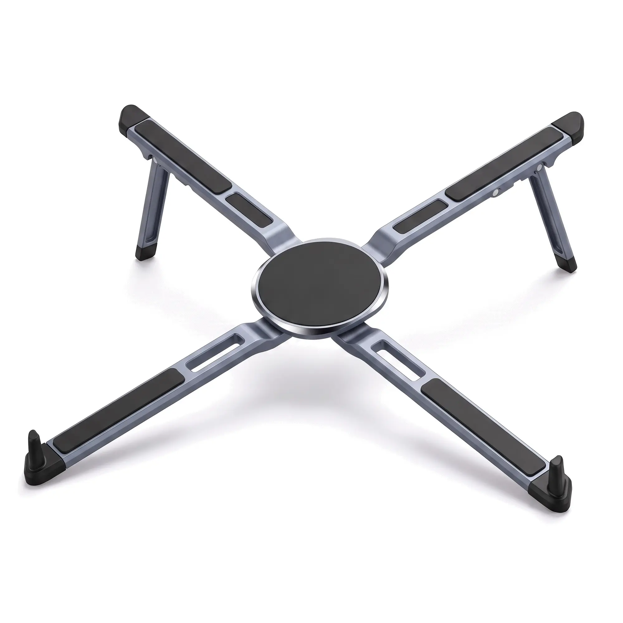 Magnetic Aluminum Alloy Laptop & Tablet Stand, Dual-Angle 2-Height Adjustable Foldable Portable X-Shape Holder for Desk, Home Office, Slim Travel Notebook Tablet Holder for Desk Home Office