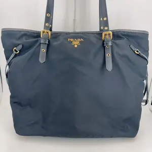 Pre-owned PRADA Nylon Shoulder Bags Black Tessuto and Saffiano Tote Bag