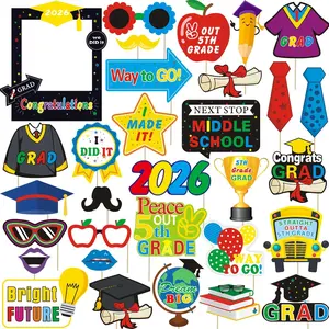 31pcs 5th Grade Graduation Photo Booth Props, 5 TH Grade Grad Photo Props for 2026 Elementary School Grads Party Decorations Primary School Grad 5th Graduation Party Supplies