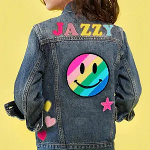 Custom Kids' Denim Jacket with Supersize Smiley Patch | Chenille Patches | Personalized Denim Jacket