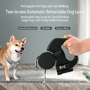 Dual Retractable Dog Leash for Two Dogs with Swivel Head LED Light Automatic Extendable Pet Leash for Walking Training