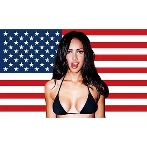 Megan Fox American Flag Tapestry (3x5 Ft) - Wall Hanging Room Decor for Man Cave & College Dorm, Outdoor Banner with 4 Brass Grommets