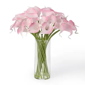 Artificial Flower Arrangement in Glass Vase with Faux Water, Faux Floral for Wedding Centerpieces, Dining Table Decor, and Home Office Decoration