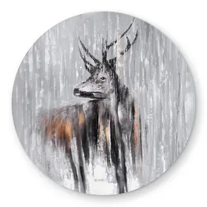 Begin Home Decor C1COAR556INDVX 5 x 5 ft. Deer in the Forest Rug - Brown Round Outdoor Area Rug