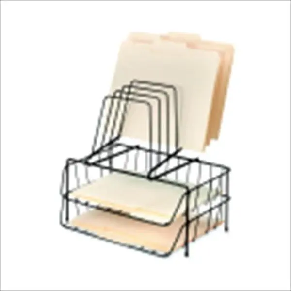 Fellowes 1073726 Steel Double Letter Tray With Step File, Black
