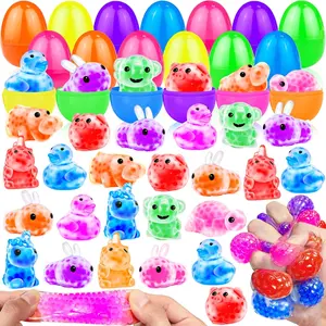 Easter 2026 Gift 24 Pack Prefilled Easter Eggs with Animals Squishies Toys Inside, Easter Basket Stuffers Essential 12 Styles Stress Relief Fidget Squeeze Toys for Kids Toddlers Easter Eggs Fillers Hunt Party Favors