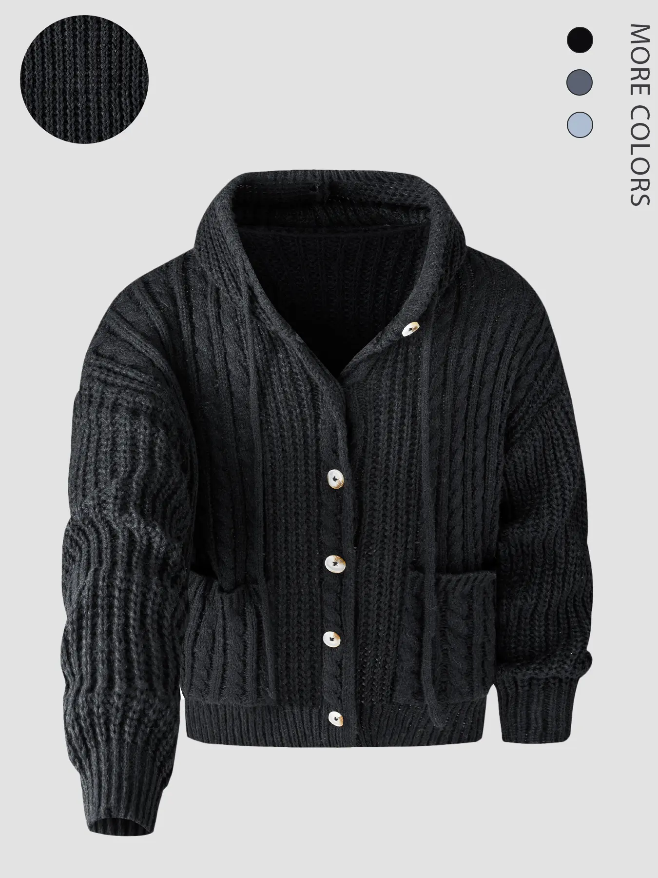 Men's Vintage Pockets Hooded Knit Cardigan, Knitwear, Winter Fitted Plain Design, Multiple Colors Available, Ideal for Casual & Daily Wear