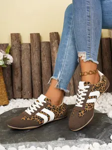Vintage Leopard Print Trainer Shoes for Women, New Spring Fashion Casual Sports Sneakers, Height-Increasing Breathable Low Top