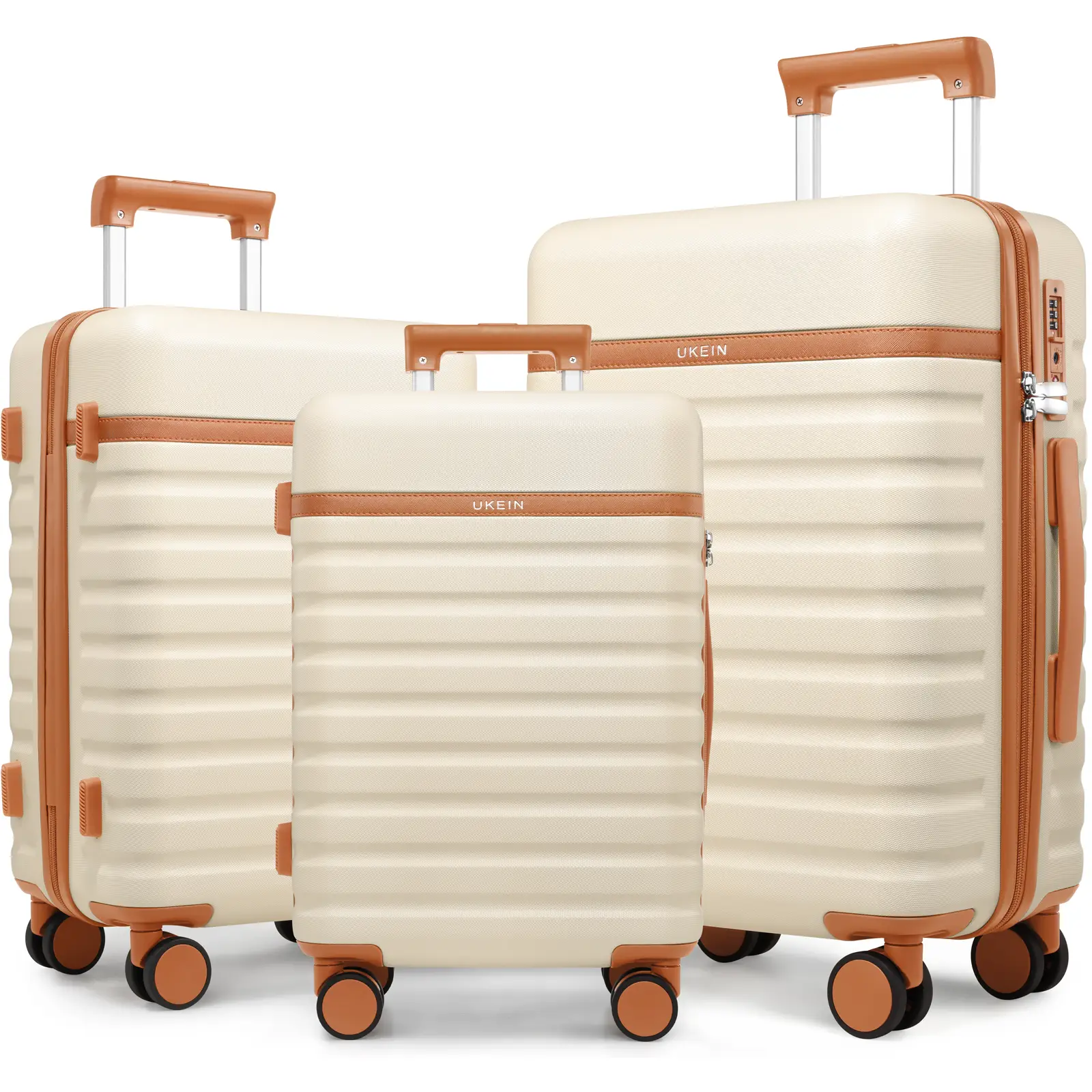 UKEIN Luggage Sets 3 Piece, PC Hardside Carry on Suitcase with Spinner Wheel TSA Lock, Suitcase Set for Women Men