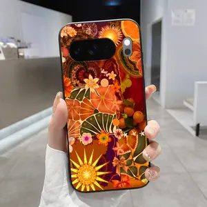 Rounded Edge Phone Case for Google Pixel 10 9 8 7 Pro A XL Floral Citrus Symphony Pattern Shockproof Drop Protection Rugged Durable Liquid Silicone Cover Cellphone Protective