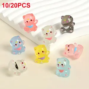 Glow-In-The-Dark Hand-Waving Cat Figurines, Resin Mini Cats Decorations for Home & Car Interior Exterior Use, Cute Cartoon Design, Cute Animal Design